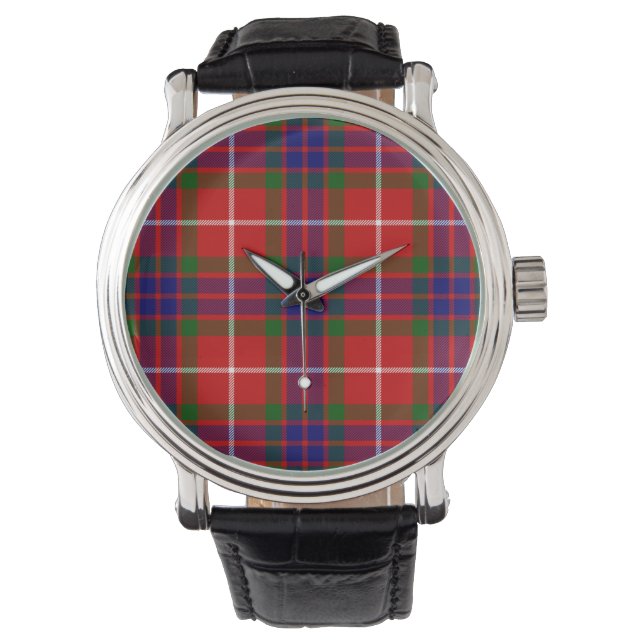 Fraser tartan Red grönt blue lila plaid Armbandsur (Framsida)