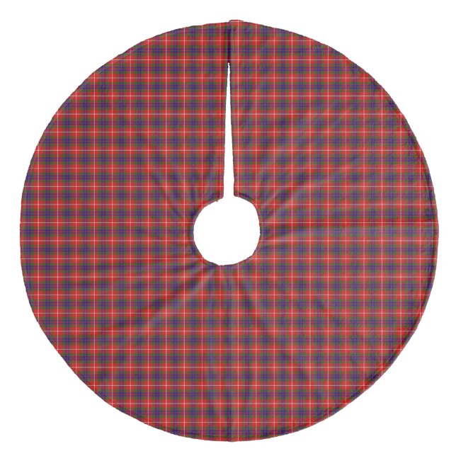 Fraser tartan Red grönt blue lila plaid Julgransmatta Fleece (Framsidan)