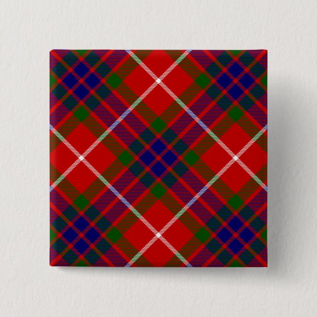 Fraser tartan Red grönt blue lila plaid Knapp (Framsida)
