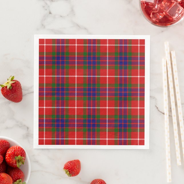 Fraser tartan Red grönt blue lila plaid Pappersservett (Insitu)