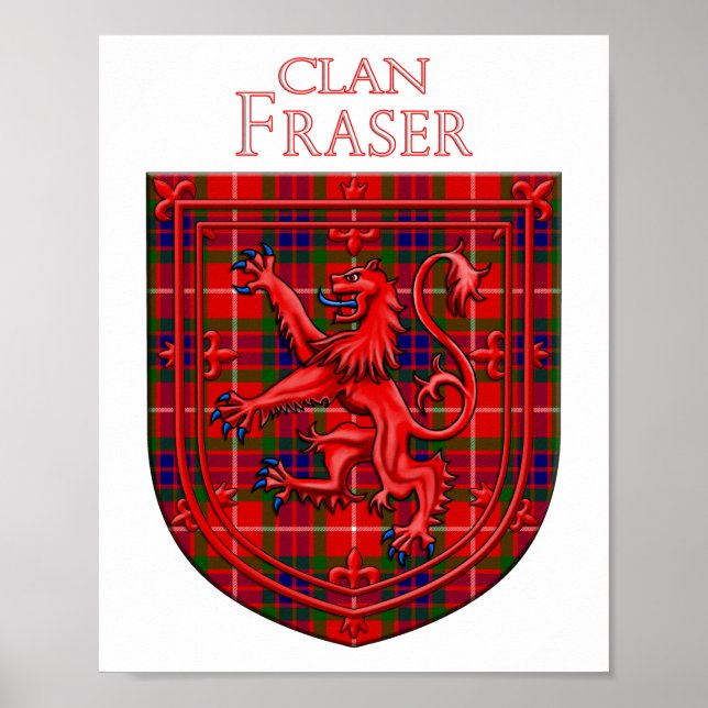 Fraser Tartan Scottish Plaid Lion Rampant Poster (Framsidan)