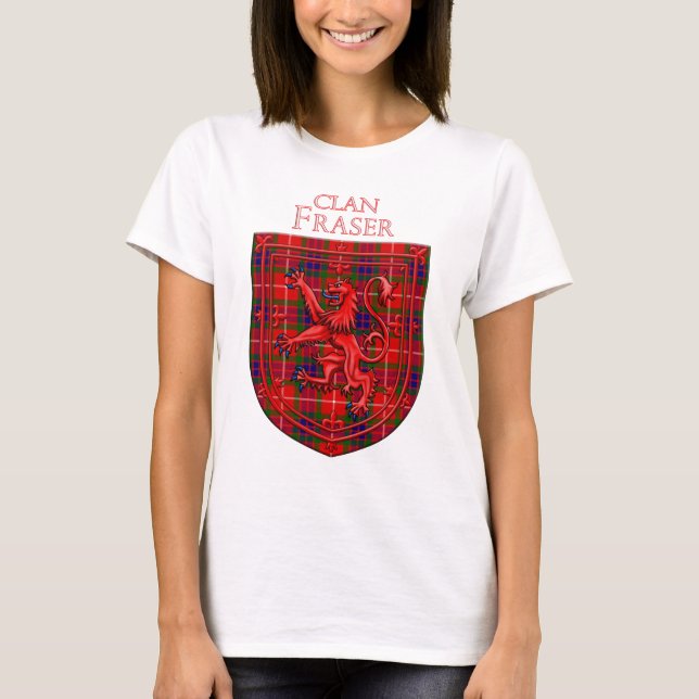 Fraser Tartan Scottish Play Lejon Rampant T Shirt (Framsida)