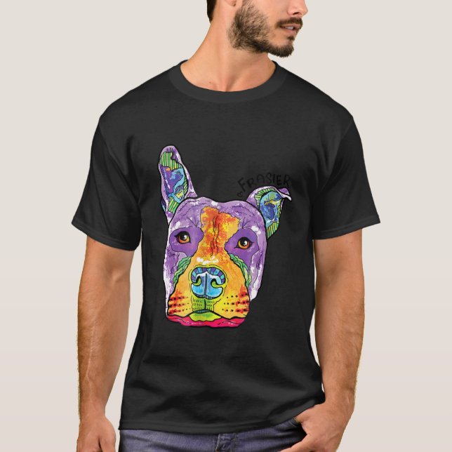 Frasier Räddning Pitbull Hund T Shirt (Framsida)