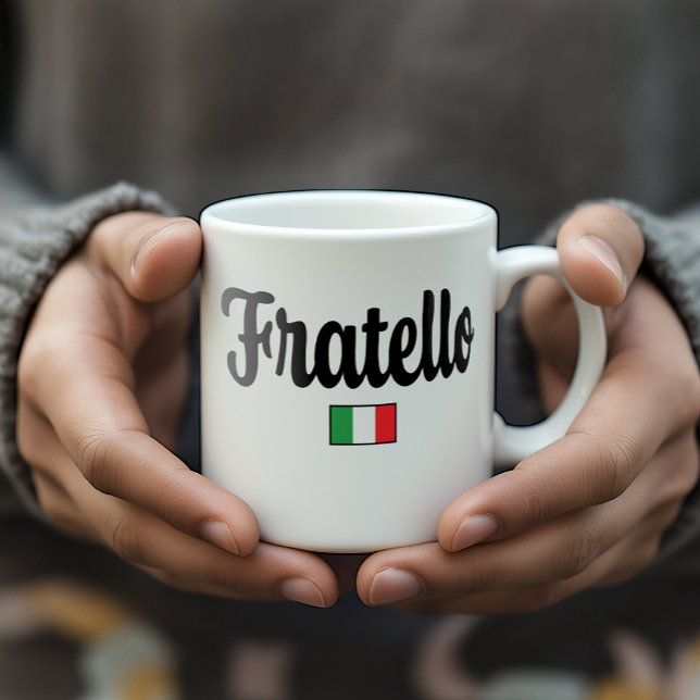 Fratello Italiensk Flagga Mugg - Italiensk Bror Pr (Fratello Italian Flag Mug - Gift for Italian Brother)