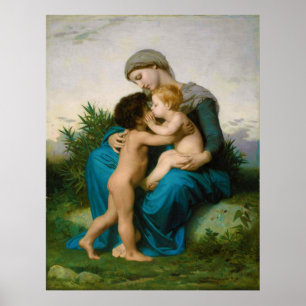 Fraternal Kärlek av William Adolphe Bouguereau Poster