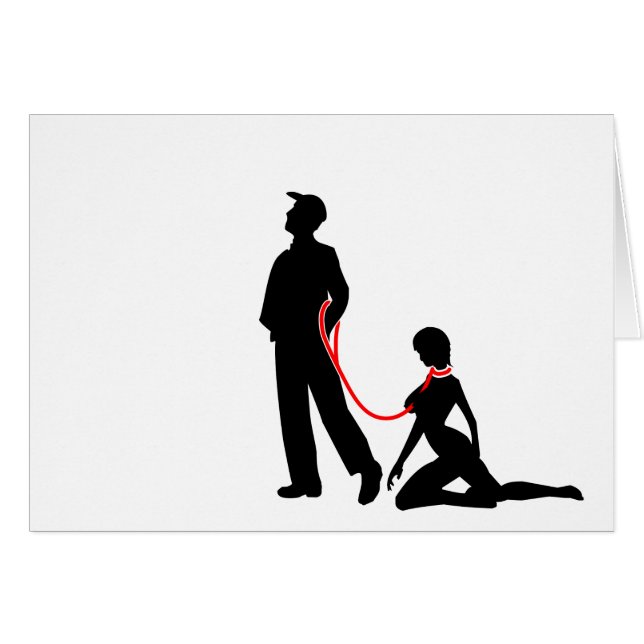 Frau ein der Leine - Böse Männer Hälsningskort (Framsidan Horizontal)