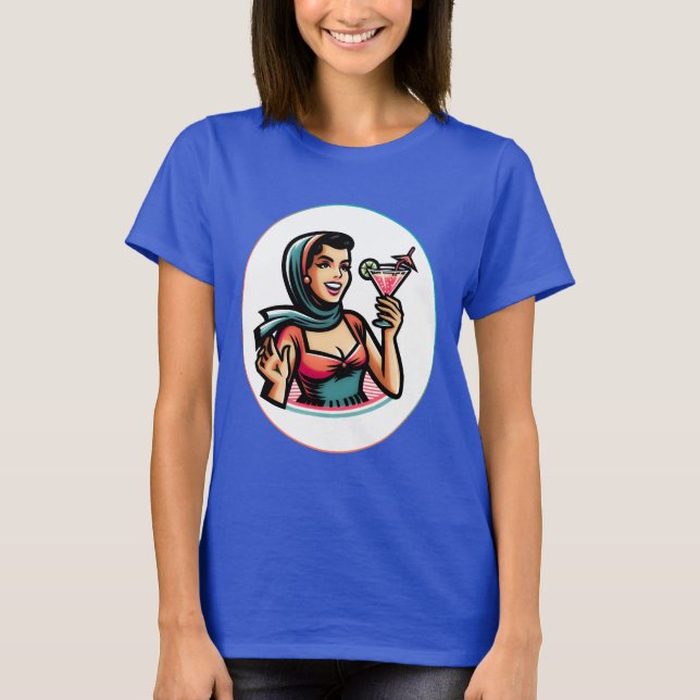 Frau mit Cocktail  T Shirt (Framsida)