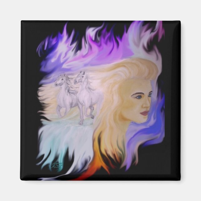 Frau mit Pferd Magnet (Framsidan)