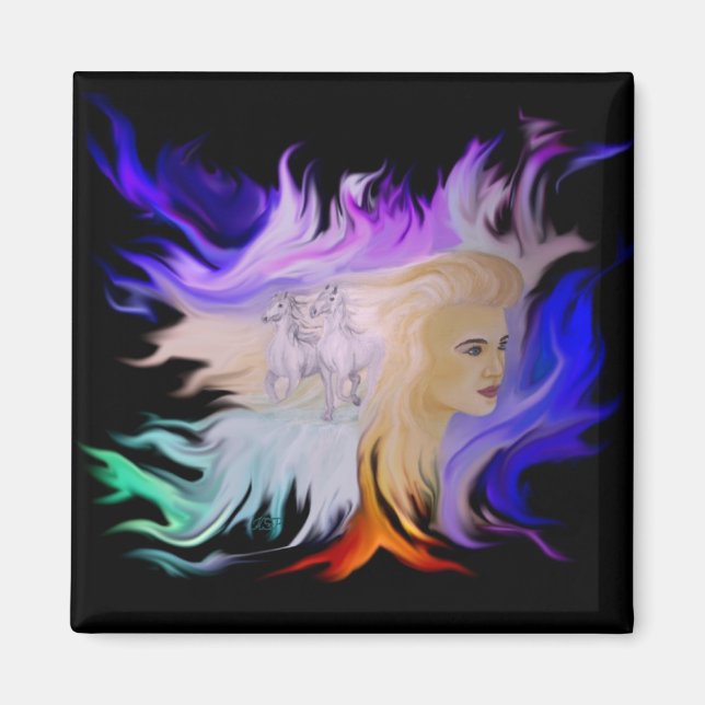 Frau mit Pferd Magnet (Framsidan)