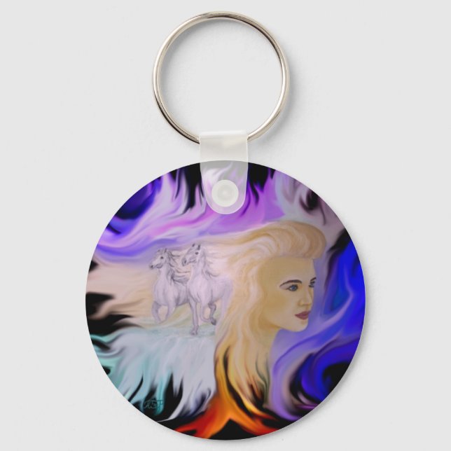 Frau mit Pferd Nyckelring (Framsida)
