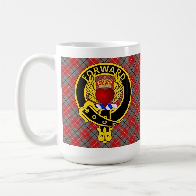 "FRAWARD" Winged Heart Red Douglas Tartan Mugg (Vänster)