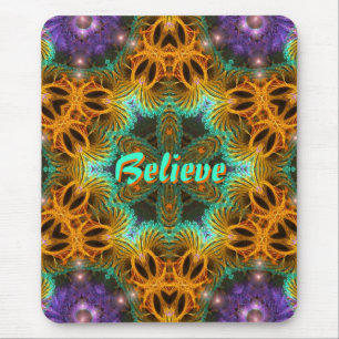 Fraxtal Art Star: Orange Aqua Lila Mousepad Musmatta