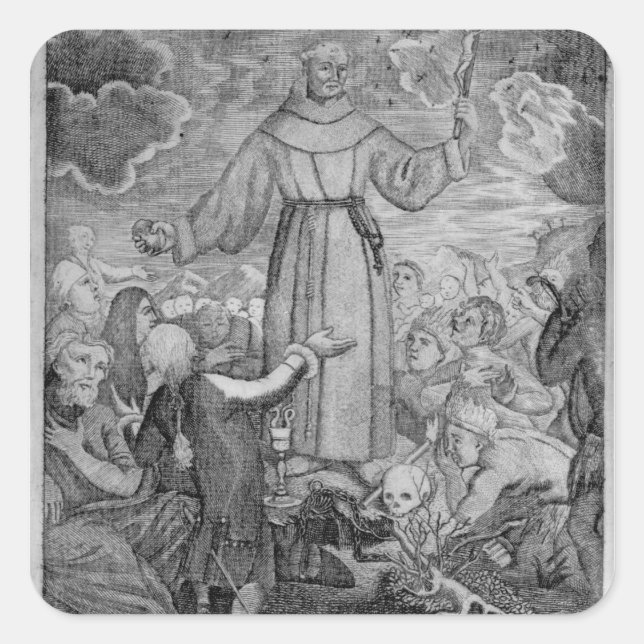 Fray Junipero Serra Fyrkantigt Klistermärke (Framsida)