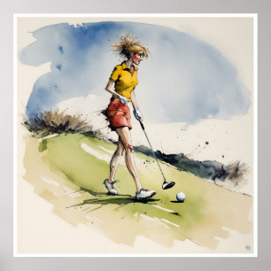 Frazzated Golfer - Golf Art Print Poster