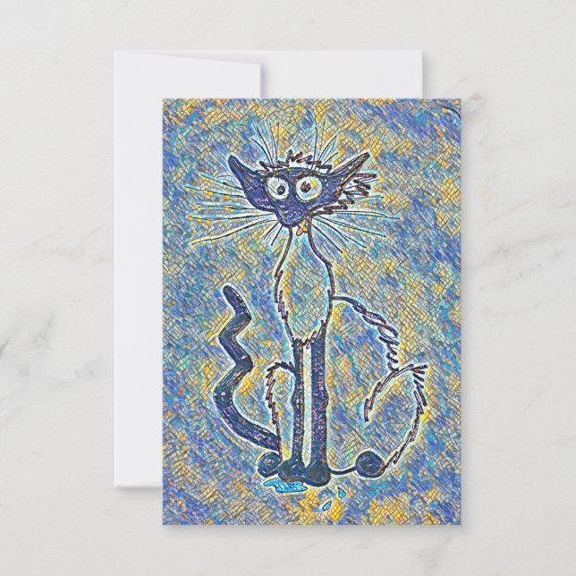 Frazzled Cat Notecard Tack Kort (Framsida)