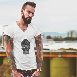 Frazzled Skull - Abstrakt Mandelbrot White Manar T Shirt