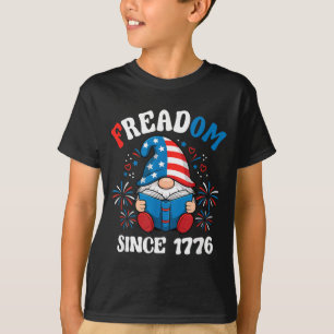 Freadom Gnome Patriotisk Bok 4 juli T Shirt
