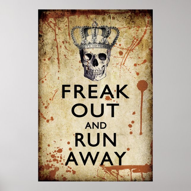Freak ut och Springa Away Halloween Poster (Framsidan)