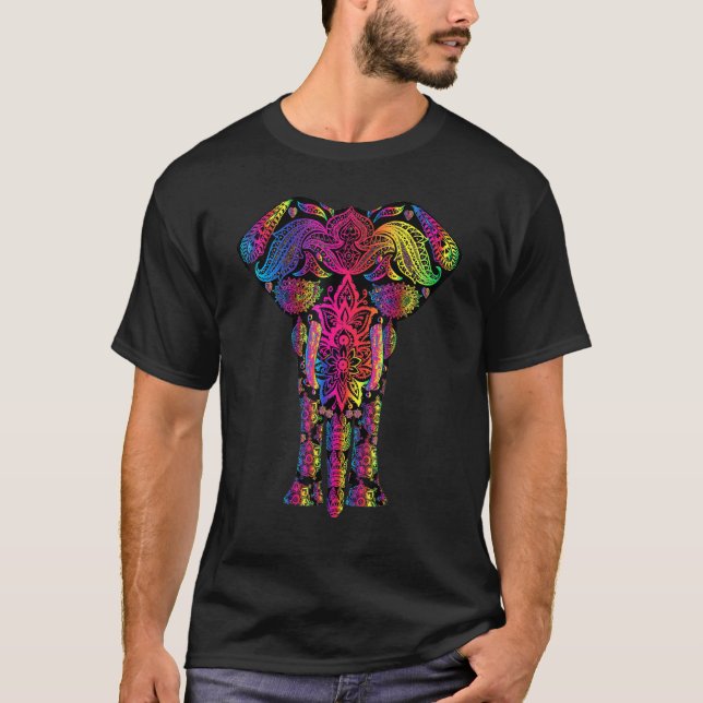 Freaking Kärlek Elephants Watercolor Hindu Tribal  T Shirt (Framsida)