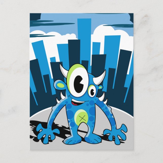 Freaky Blue Monster-vykort Vykort (Framsida)