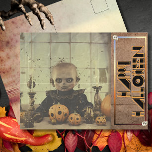 Freaky Doll Eerie Halloween Helg Vykort