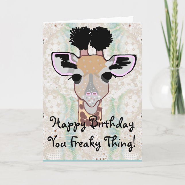 Freaky giraffgrattis på födelsedagen! kort (Framsida)