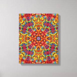 Freaky Kaleidoscope för Tiki röd vintageFractal Canvastryck