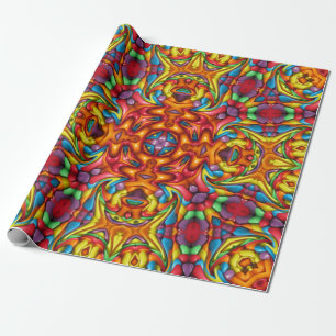 Freaky Kaleidoscope för Tiki röd vintageFractal Presentpapper