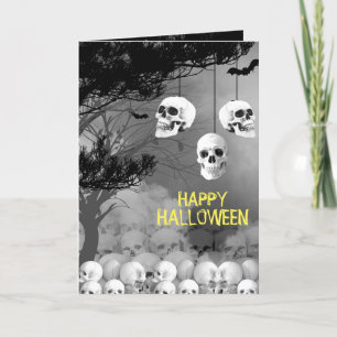 Freaky svart nattskalle för skelett- halloween helgkort