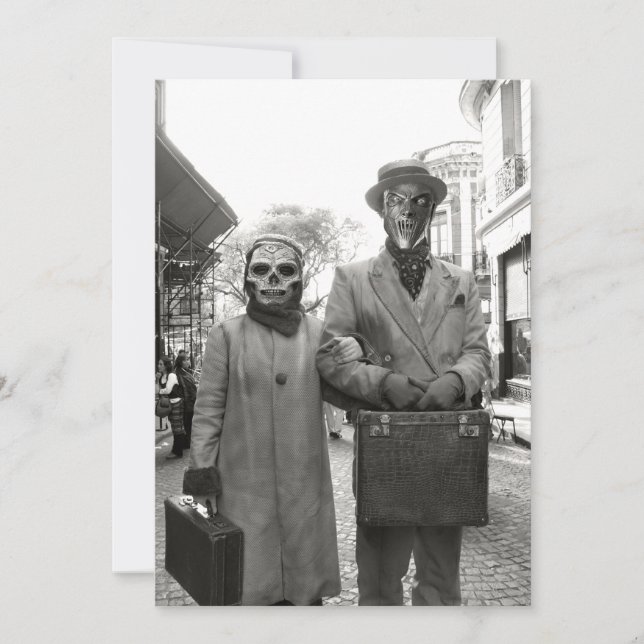 Freaky vintage kopplar ihop halloween fest inbjudningar (Framsida)