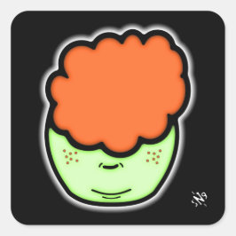 Freckled gingerunge (lustig tecknad som sketch) v2 fyrkantigt klistermärke