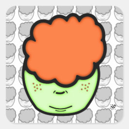 Freckled gingerunge (lustig tecknad som sketch) v3 fyrkantigt klistermärke