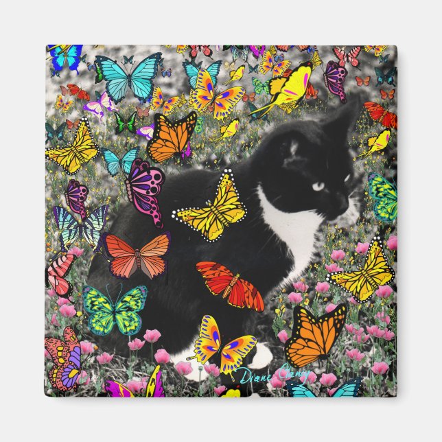 Freckles in Butterflies - Tuxedo Kattunge Magnet (Framsidan)