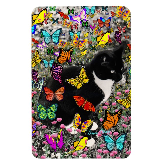 Freckles in Butterflies - Tuxedo Kattunge Magnet (Vertikal)