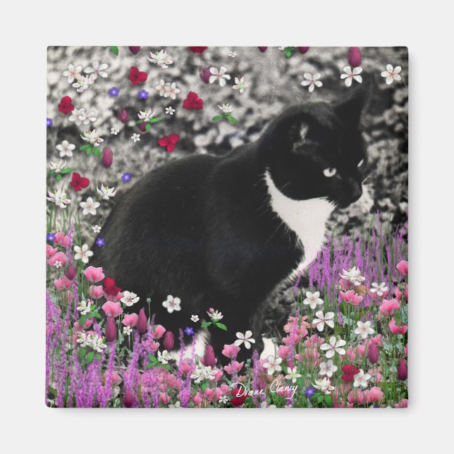 Freckles in Flowers II - Tux Kattunge Magnet (Framsidan)