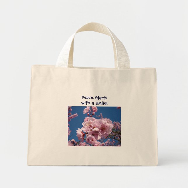 Fred börjar med ett leende! Tote bag Spring Blosso Mini Tygkasse (Framsidan)