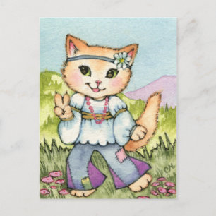 Fred - Cute Hippie 60-talets kattkonst Vykort