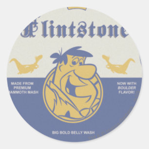 Fred Flintston Big Bold Belly Tvättar Runt Klistermärke