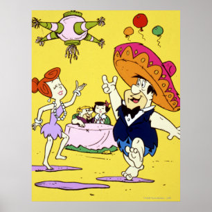 Fred Flintstone Wilma Barney och Betty Fiesta Poster