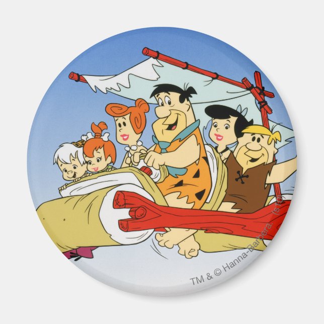 Fred Flintstone Wilma Barney och Betty SMÅSTENS™ Magnet (Framsidan)