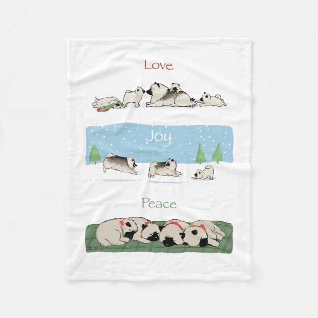 Fred för Keeshondkärlekglädje Fleecefilt (Framsidan)