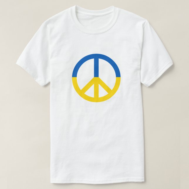 Fred för Ukraina, blå Gulten Flagga Färg T Shirt (Design framsida)