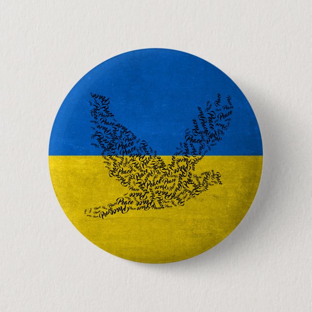 Fred för Ukraina. Jag står med Ukraina! Pin Knapp (Framsida)