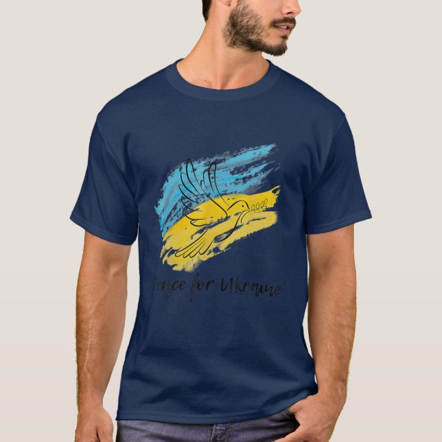Fred för Ukraina Solidaritet Fredshjärta Ukraina T Shirt (Framsida)