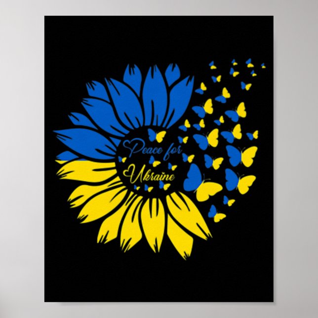 Fred för Ukraina Solrosblomman ukrainsk fjäril Uk Poster (Framsidan)