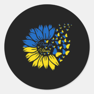 Fred för Ukraina Solrosblomman ukrainsk fjäril Uk Runt Klistermärke
