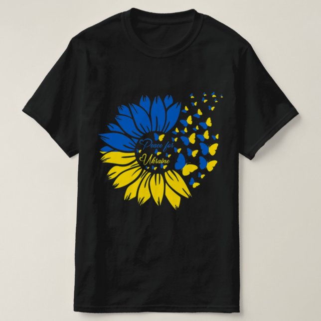 Fred för Ukraina Solrosblomman ukrainsk fjäril Uk T Shirt (Design framsida)