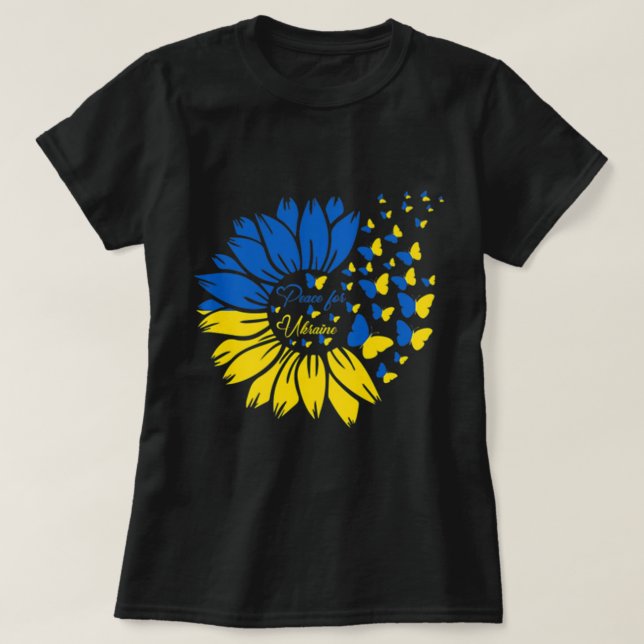 Fred för Ukraina Solrosblomman ukrainsk fjäril Uk T Shirt (Design framsida)