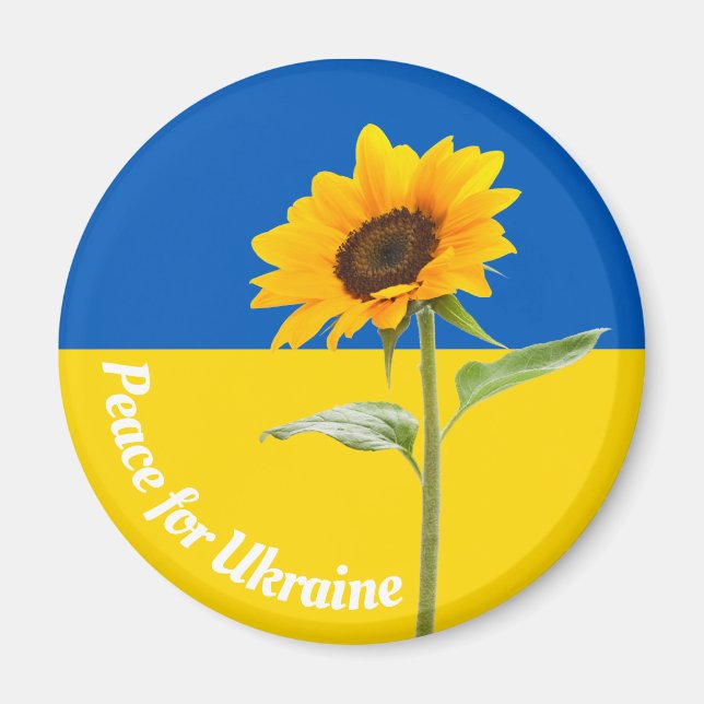 Fred för Ukraina Solrosblommans Gult och blå Flagg Magnet (Framsidan)