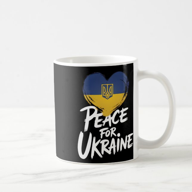 Fred för Ukraina Ukrainsk flagga Hjärt-symbol  Kaffemugg (Höger)